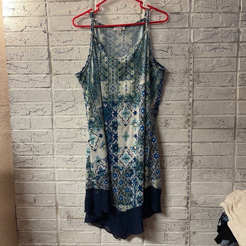 Boho Patchwork Print Summer Dress - Espresso 2X